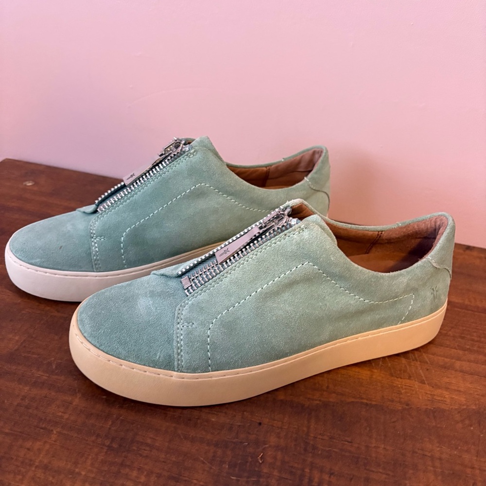Frye Lena Suede Zip Sneakers with Zipper - Picture 2 of 7